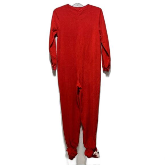 Nick & Nora PJs Onesie Footie Santa Sleepwear Red Christmas Womens sz Medium - Picture 9 of 9